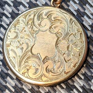 Antique Gold Fill B. MFG CO Floral Embossed Locket 1.5" Unavailable Chain Marked
